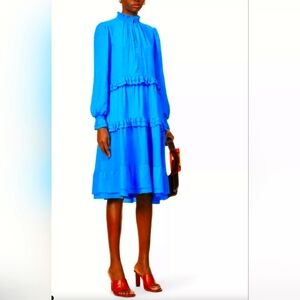 ME+EM Statement Frill Swing Dress Signal Blue. Size: UK 14 = US 12.